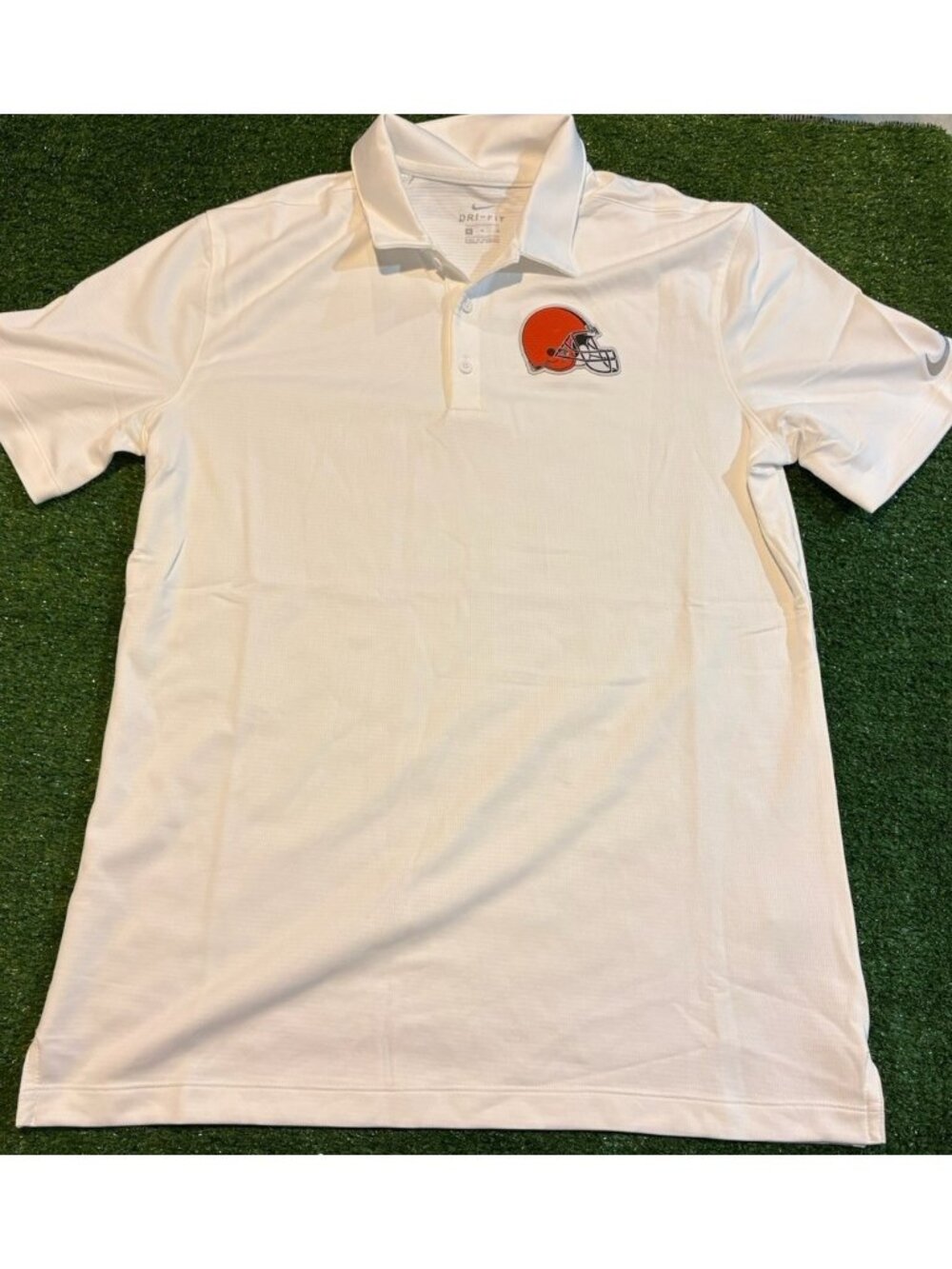 Cleveland Browns polo mens medium nike white lighweight breathable football NFL